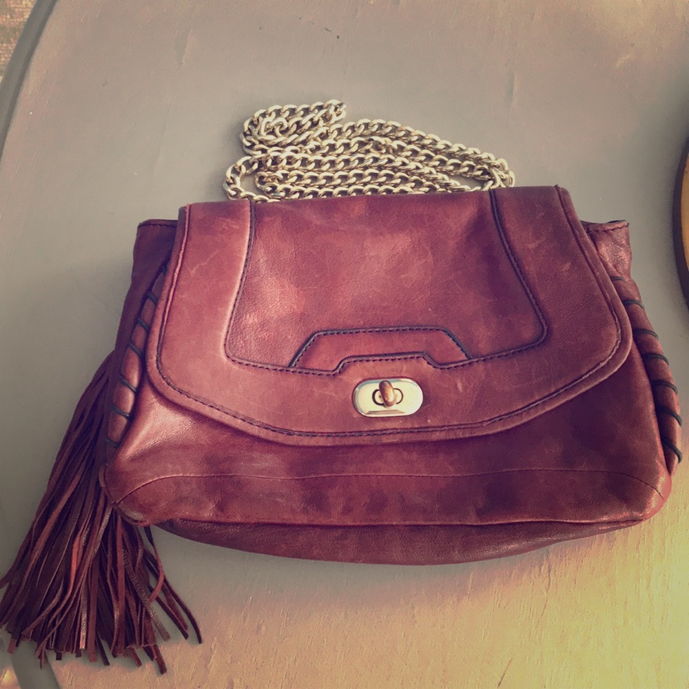 Purple leather vintage inspired cross body chain